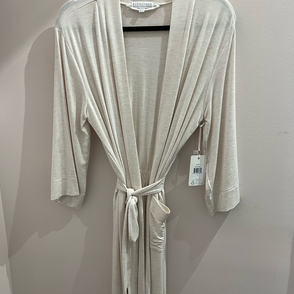 Pj Salvage Heather Cream Wrap Robe with Shawl Collar